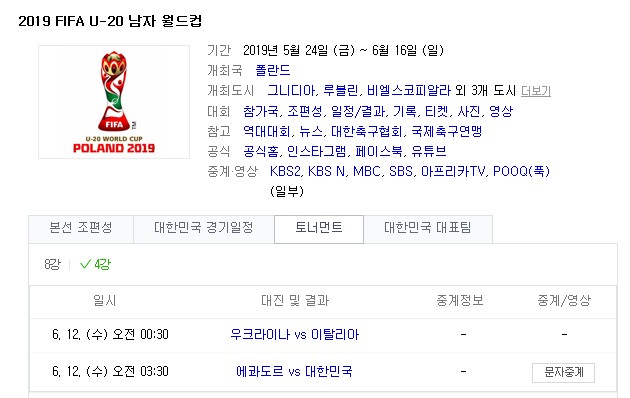  20세 월드컵 4강신화 그리고 결승전 가즈아!!