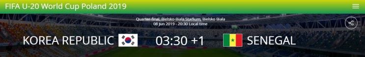  2019 FIFA 피파 폴란드 U20 월드컵 8강전 준준결승 - 대한민국 vs 세네갈 상대전적