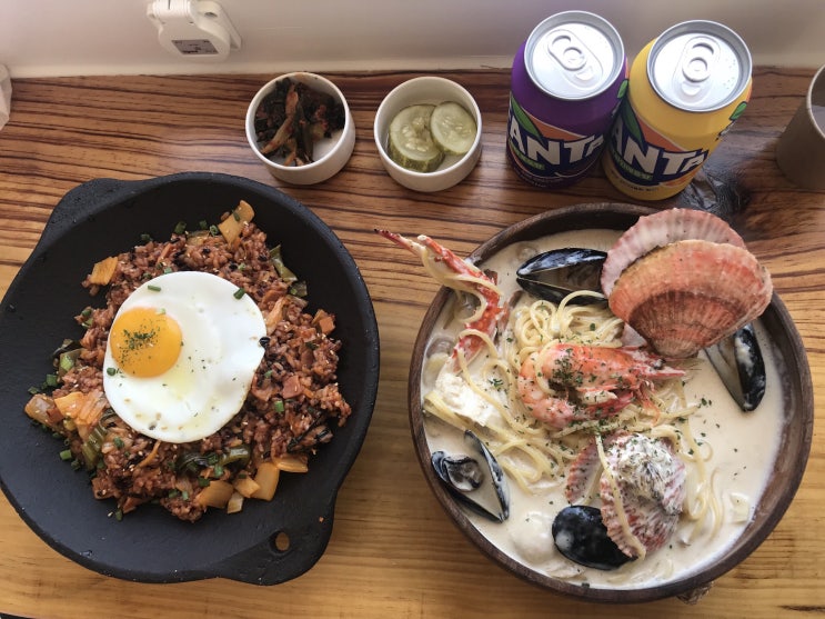  여수여행, 바다식탁에서 갓김치볶음밥, 크림소스파스타로 맛점!!