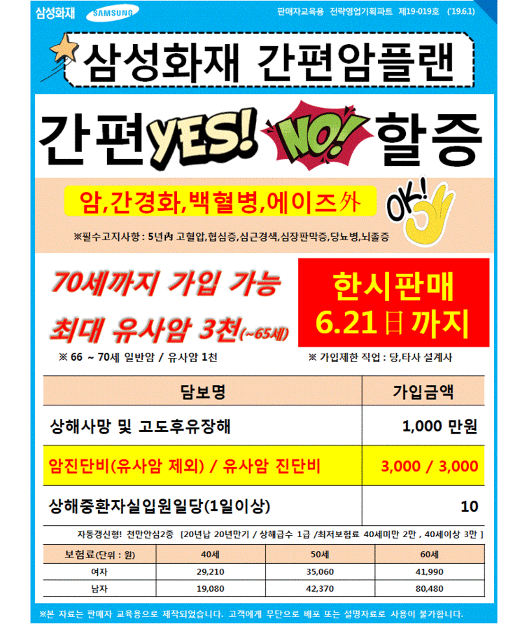  [6/10~6/21] 삼성화재 천만안심 간편암보험 특판! 5년이내 중대질환만 아니면 가입가능! 서두르세요~!