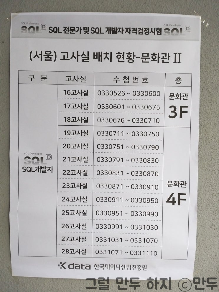  [SQLD-①] 6월 8일 시험 봤습니다. (제33회 SQL 개발자 자격검정시험 후기 in 동국대학교)