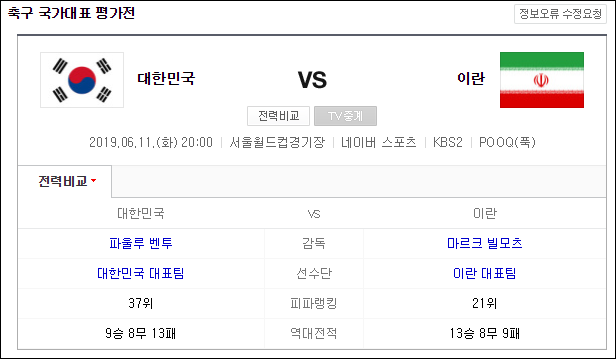  한국 이란 축구 국가대표 평가전 한국vs이란 손흥민