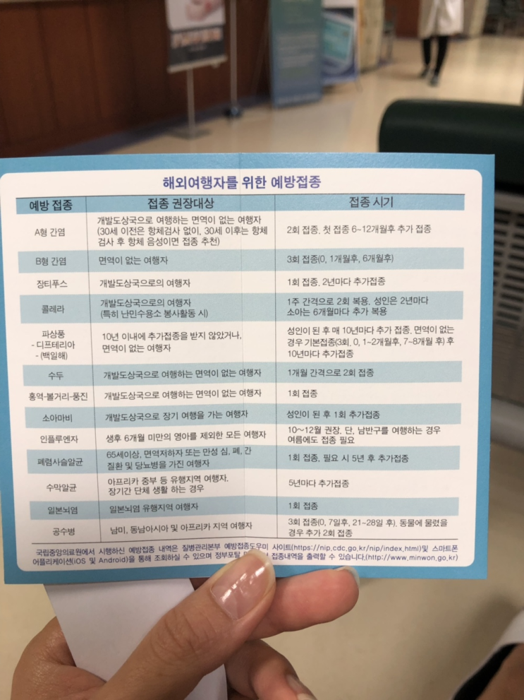  [세계여행 준비] 황열, 파상풍, A형간염 등 예방접종 후기!(황열병 예약필수)