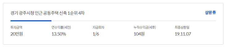  어니스트펀드 P2P투자 6월 P2P투자 후기 - 경기 광주시청 인근 공동주택 신축 1순위