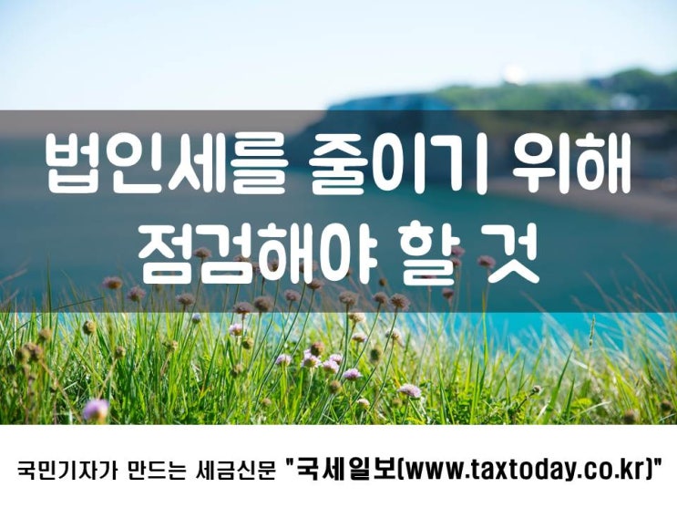  법인세를 줄이기 위해 점검해야 할 것