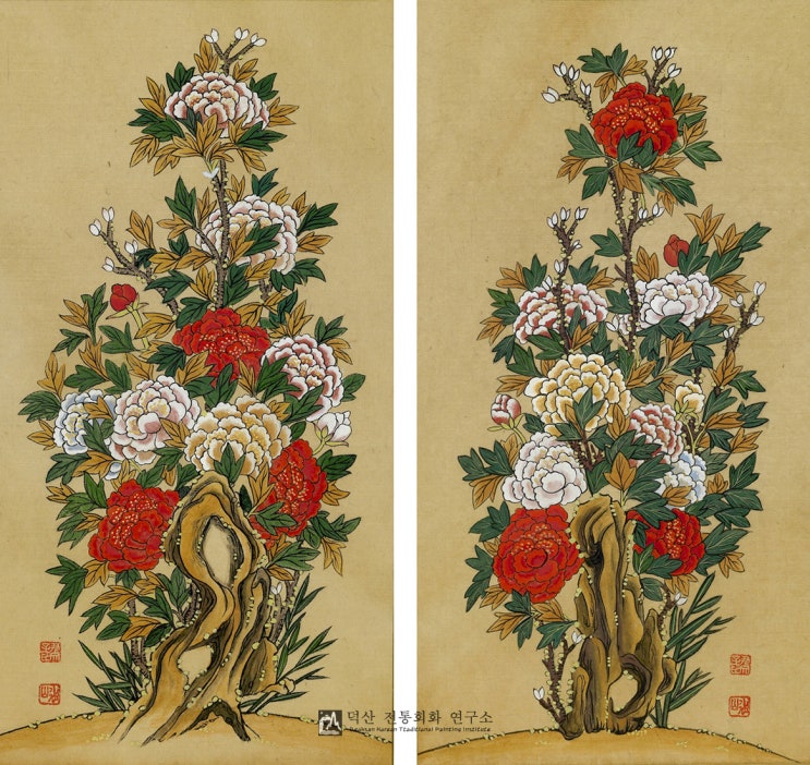  괴석목단도