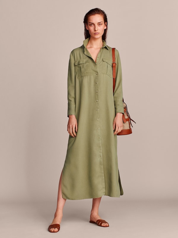  (마시모두띠 섬머세일)LYOCELL SHIRT DRESS WITH POCKETS 50%세일