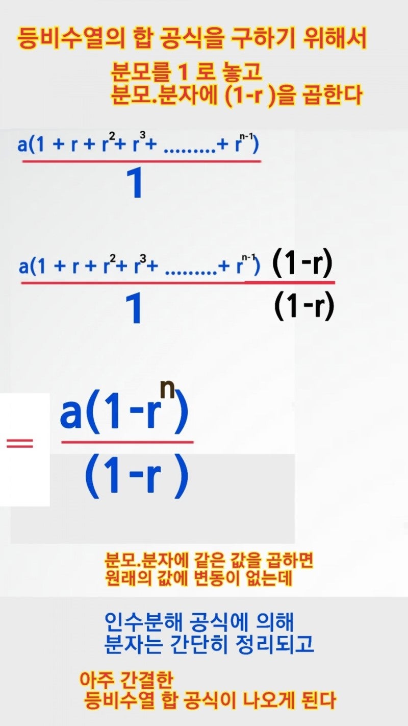 등비수열 합 공식 원리 이해하기 : 네이버 블로그