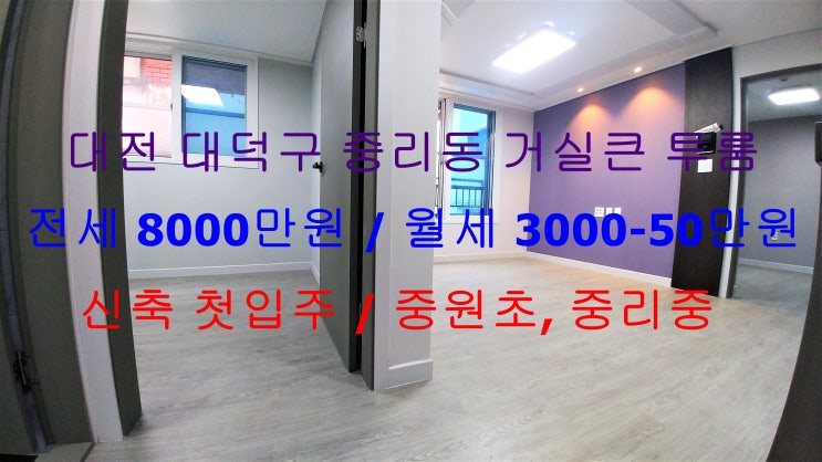  (대전 대덕구 중리동) 중원초등학교, 중리중학교 인근에 있는 신축 첫입주 저렴한 거실큰 투룸이에요 ^^