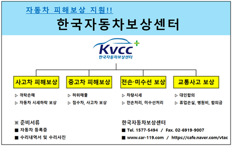  교통사고 보상은 이제 '한국자동차보상센터'에 문의해보세요^^