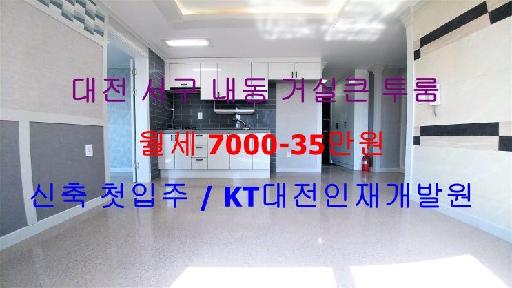  (대전 서구 내동) KT대전인재개발원 인근에 있는 신축 첫입주! 월세 거실큰 투룸이에요 ~