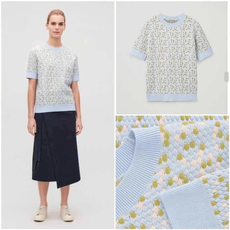  세일(S M L 마지막 한장, 착샷첨부) COS SPECIAL-STITCH COTTON-KNIT TOP