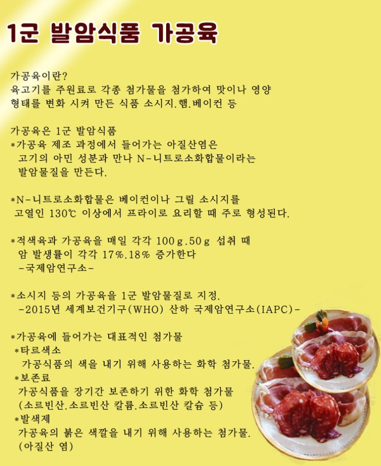  1군 발암식품 가공육