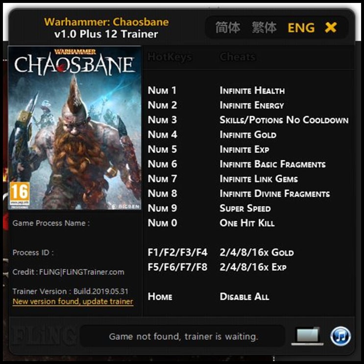  워해머-카오스베인 트레이너 v1.0 +12 (Warhammer-Chaosbane Trainer v1.0 +12) 3DM 2019-06-01