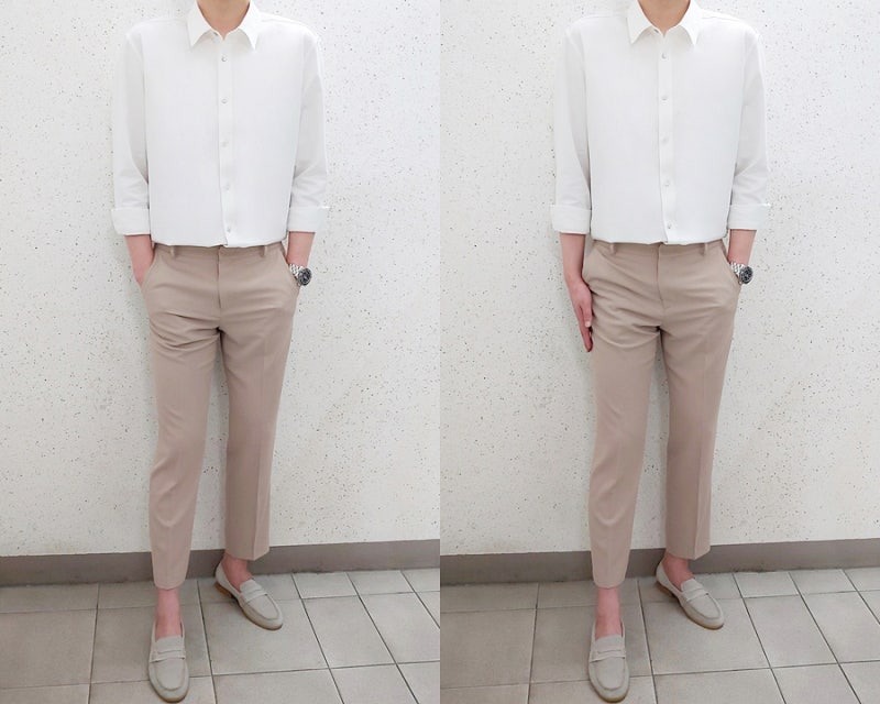 남자 베이지 슬랙스 코디 기대 이상입니다 네이버 블로그