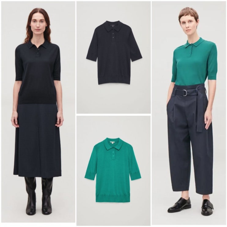  세일 COS SILK-COTTON POLO SHIRT (2색상)