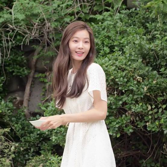  태양의 계절 윤소이 SJSJ 화이트 레이스 원피스 청순해