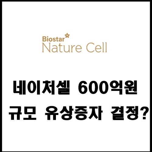  네이처셀 600억원 규모 유상증자 결정?