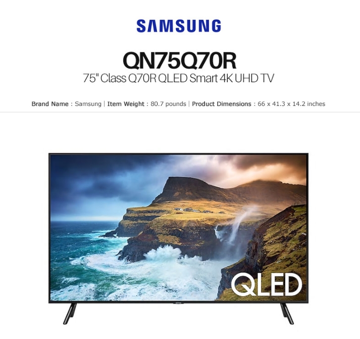  삼성 QLED TV QN75Q70 (QN75Q70R) TV직구 가격은