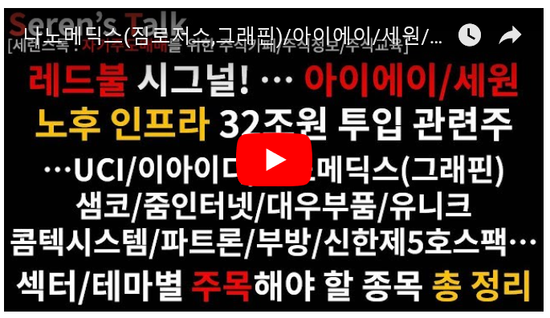  6/19관심종목(나노메딕스(짐로저스,그래핀)/아이에이/세원/노후인프라관련주/UCI/이아이디/샘코/줌인터넷/대우부품/유니크/콤텍시스템/파트론/부방/신한제5호스팩 신규상장)