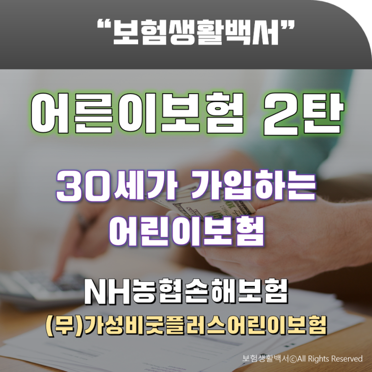  어른이보험 2탄. 30세가 가입하는 어린이보험 - NH농협손해보험(NH가성비굿플러스어린이보험)