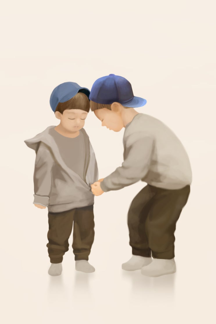  형아,빈티지감성일러스트,형제일러스트
