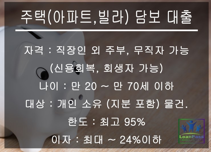 개인회생자 후순위담보대출 자격조건과 1