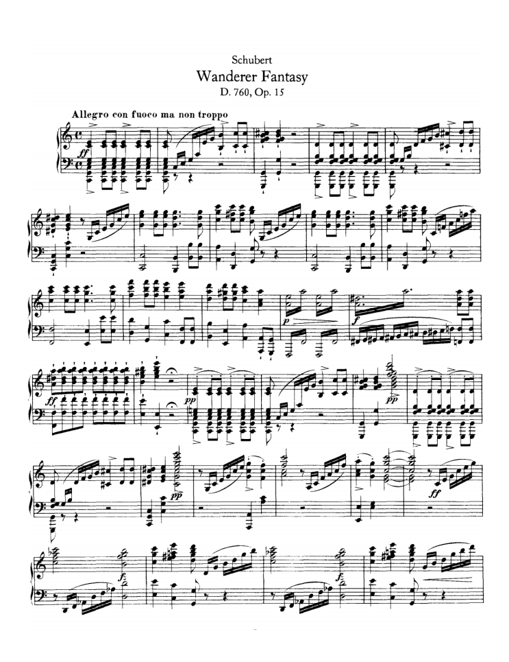 슈베르트 방랑자 환상곡 Wanderer Fantasy in C Major D.760 악보 슈베르트 방랑자 환상곡 Wanderer Fantasy in C Major D.760 악보