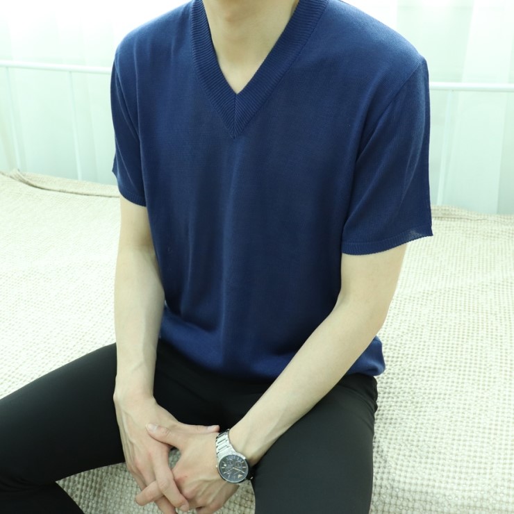  여름신상!! 여름 린넨 브이넥 반팔 니트 티셔츠