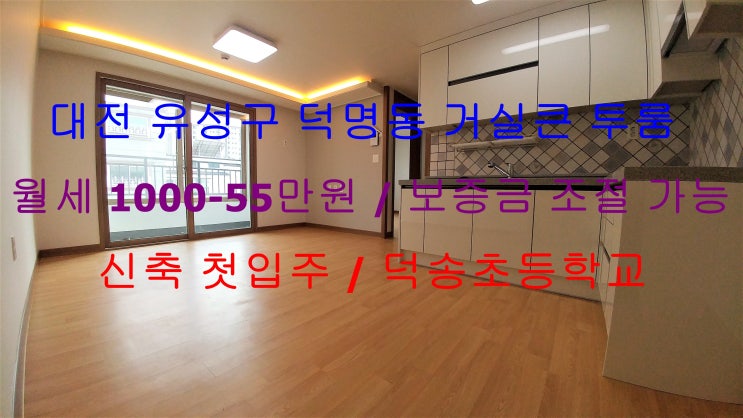  (대전 유성구 덕명동) 덕송초등학교 인근에 있는 신축 첫입주 월세 거실큰 투룸입니다 ^^
