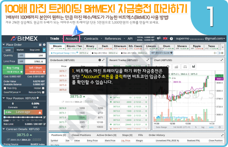  비트멕스 BitMEX 사용방법 - 02. 자금충전 따라하기