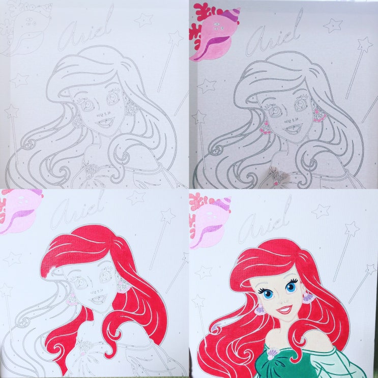  아이 러브 페인팅 DIY 명화 그리기_ 디즈니 캐릭터 유화 그림_ 에리얼 _ 인어공주 유화(꿀팁 드려요~)