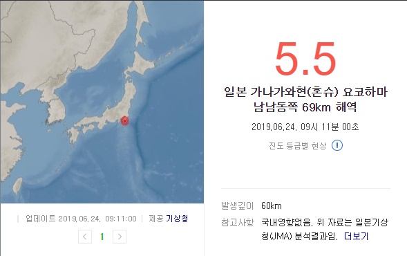  또 도쿄 지진이 일어났네요
