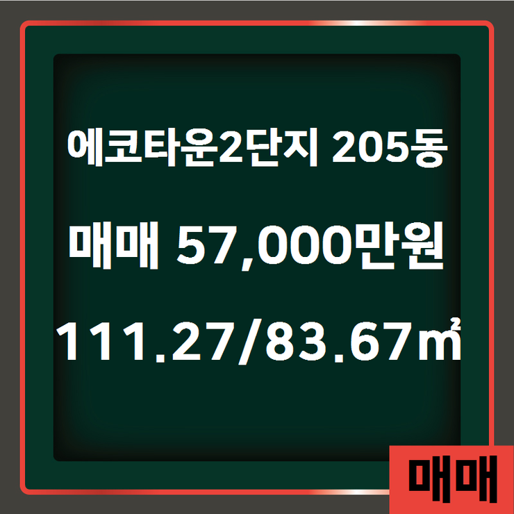  [하남시 부동산] 신장동 에코타운2단지 205동 매매 57,000만원 111.27/83.67 [에코드림공인중개사 ] 하남시에코타운아파트,하남시아파트전문,하남시주택,상가전문