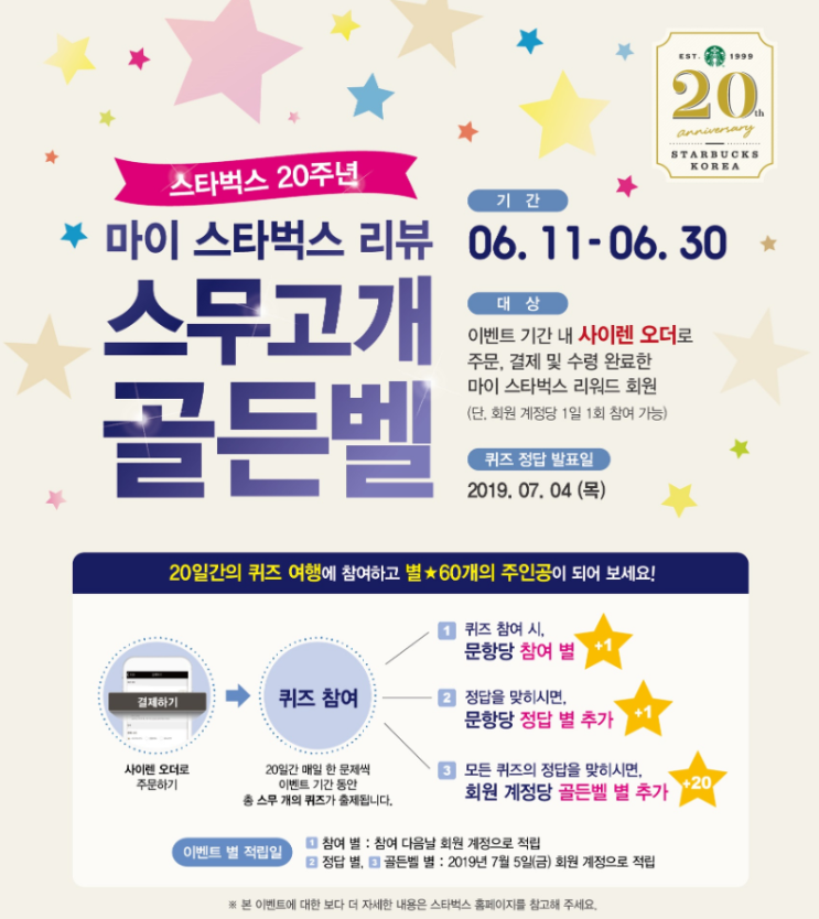  Starbucks GoGo [스타벅스/이벤트/마이스타벅스] 20주년 마이스타벅스 리뷰 스무고개 정답 공개 6월 24일 14차 정답 업데이트
