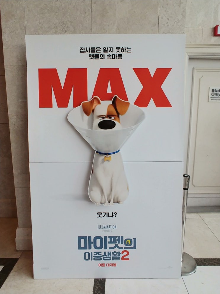 [마이펫의 이중생활2] 월드타워 롯데시네마의 마이펫의 이중생활2의 스탠딩 포스터입니다.