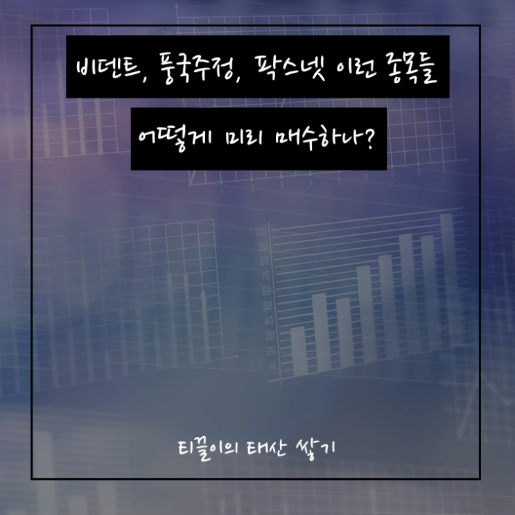  비덴트, 풍국주정, 팍스넷 이런 종목들 어떻게 미리 매수하나?