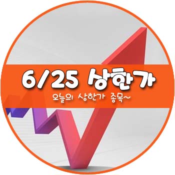 오늘의 상한가 및 테마주 6월 25일 _ 국동 크라운해태홀딩스우 웰바이오텍 팍스넷 대창솔루션 비덴트 셀바스헬스케어