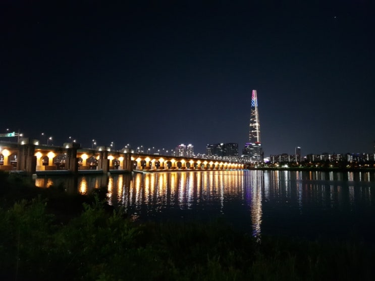  [뚝섬유원지] 달밤에 한강 킥보드 라이딩 그리고 자벌레