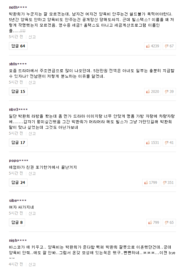 바스코 전 부인 박환희 명예훼손 고소 관련 댓글 모음