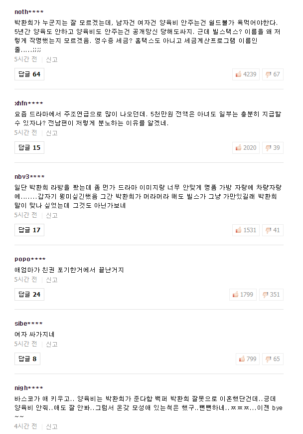  바스코 전 부인 박환희 명예훼손 고소 관련 댓글 모음