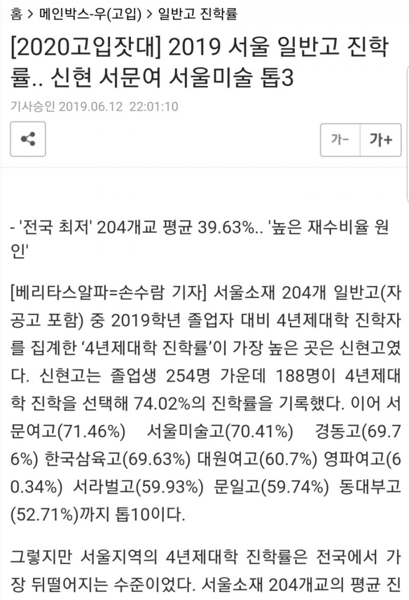2019년 일반고 4년대 대학진학률 신현고 전국1위 : 네이버 블로그 2019년 일반고 4년대 대학진학률 신현고 전국1위 : 네이버 블로그