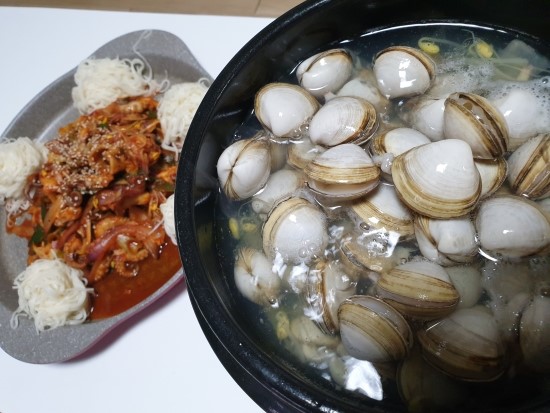  쭈꾸미볶음 조개탕 술안주 만들기