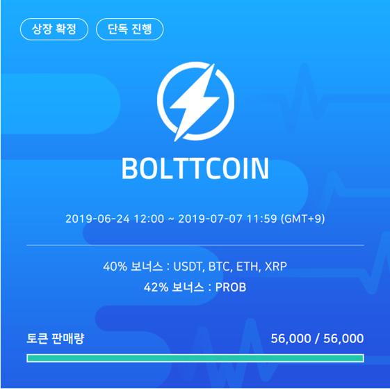  프로비트(Probit) 거래소, 볼트코인(Boltt) 3차까지 완판