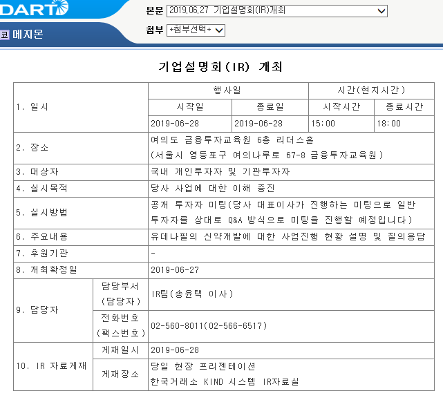  [메지온] 금일 주가 하락에 대한 고찰