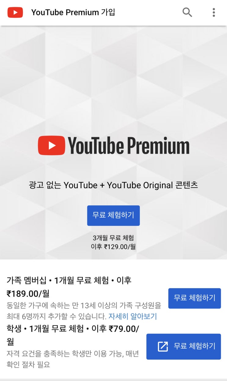  인도로 우회해서 유튜브프리미엄 가입하기,동시접속최대 6명까지