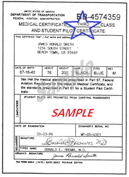  미국비행학교 Skymates : Medical certificate class 3