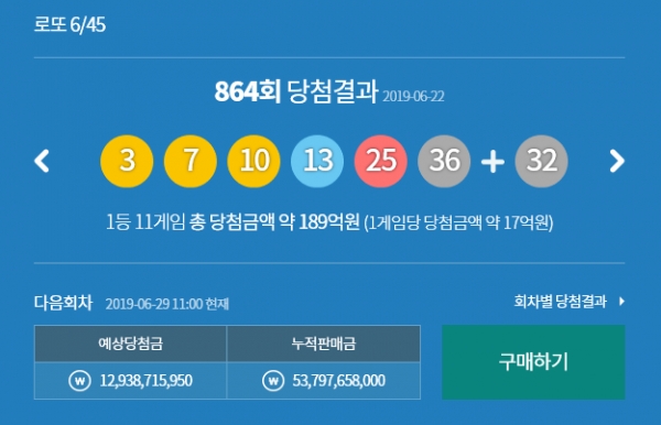  로또 865회 당첨번호,1등 12명…당첨금 각 17억2천만원