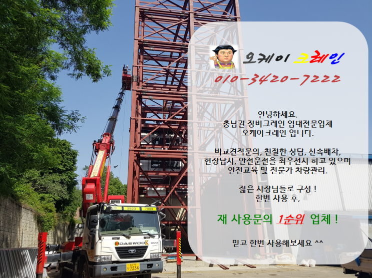  천안시. 천안크레인 임대전문 [OK크레인스카이]