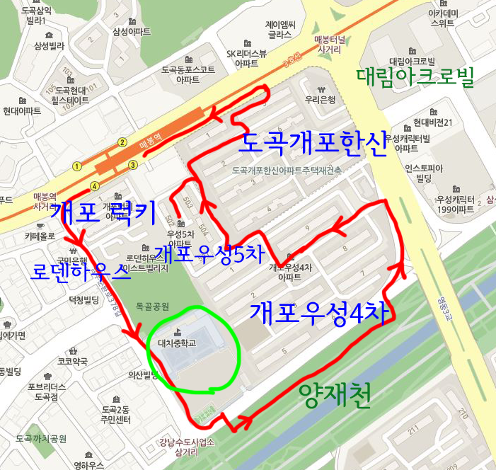  도곡동 짧은 임장 / 매봉역 앞 임장 / 개포럭키, 개포우성4차, 우성5차, 도곡개포한신